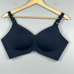Momcozy black adjustable convertible drop strap nursing bra, size 2XL.